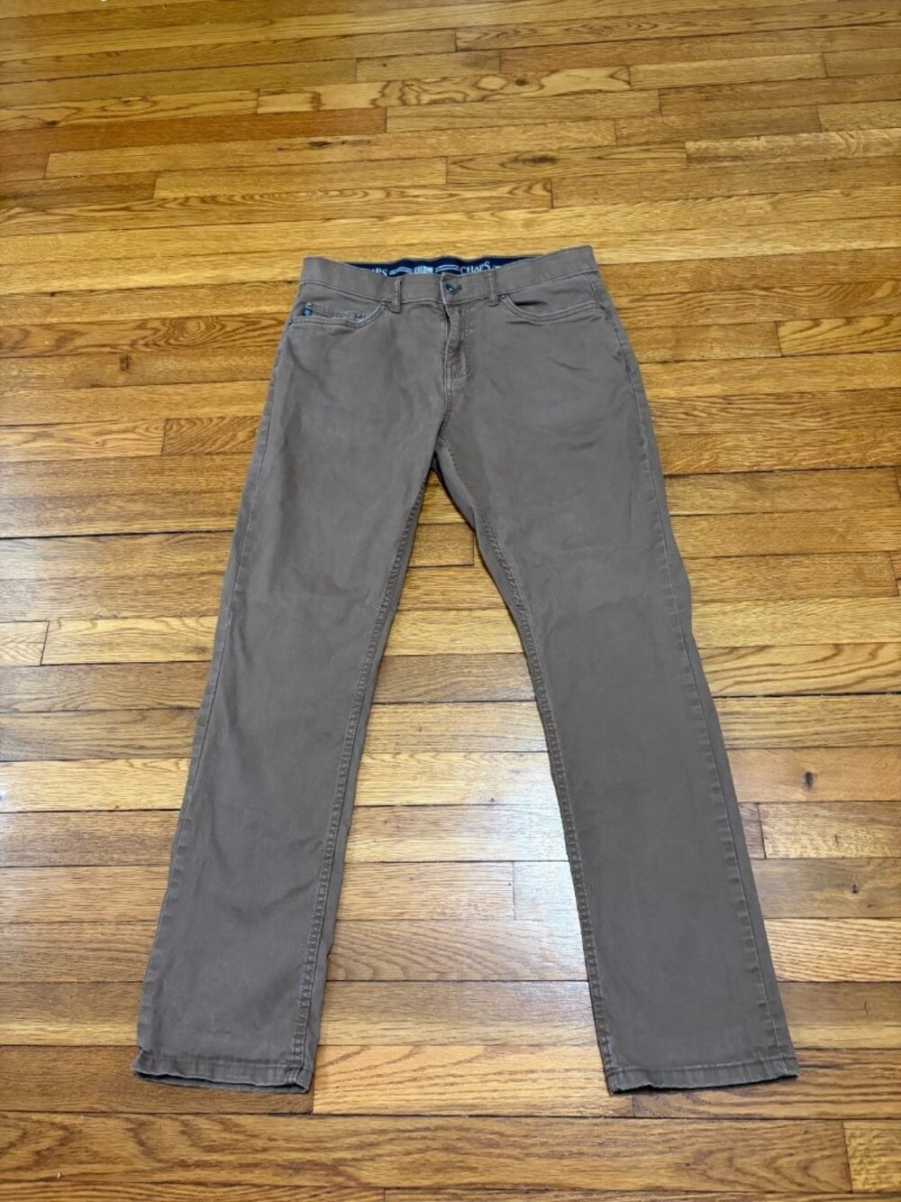 Chaps Mens Slim Straight Jeans Size 32x32 Brown Stretch Denim Comfort Waist